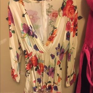 Ladie long sleeve floral romper